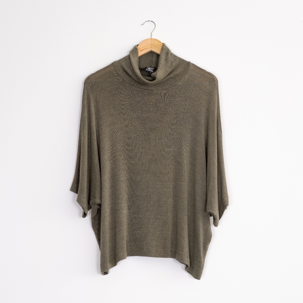Green knit turtle neck top